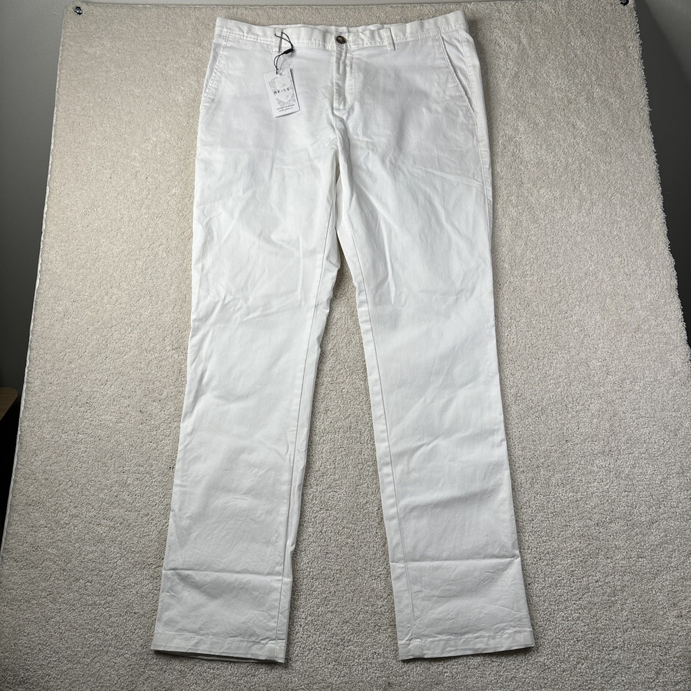 REISS‎ Pitch Slim Fit Washed Pants Men's US Size 36 R Cotton Blend Chinos White
